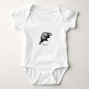 Beaver (line art) baby bodysuit