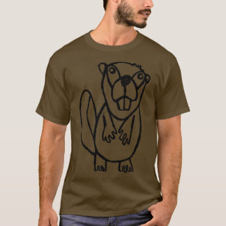 Beaver Line Art Wildlife Funny Beaver T-Shirt