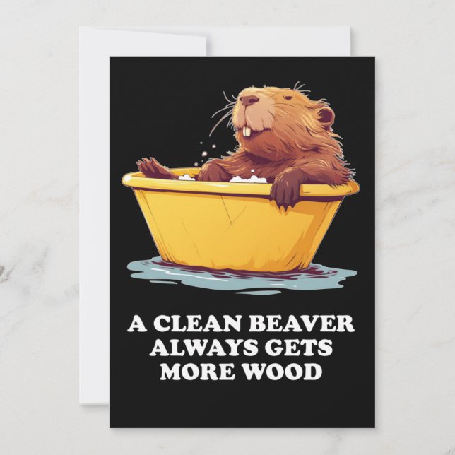 Beaver Lover Bath Invitation (Front)