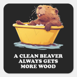 Beaver Lover Bath Square Sticker