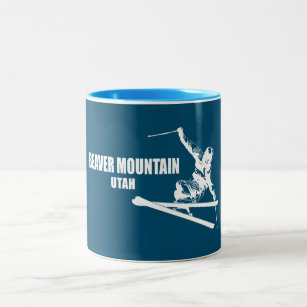 Beaver Mountain Resort Utah Skier Two-Tone Coffee Mug