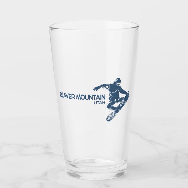 Beaver Mountain Resort Utah Snowboarder Glass (Front)