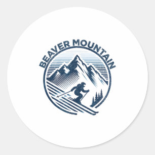 Beaver mountain utah ski resort colorado skiing classic round sticker