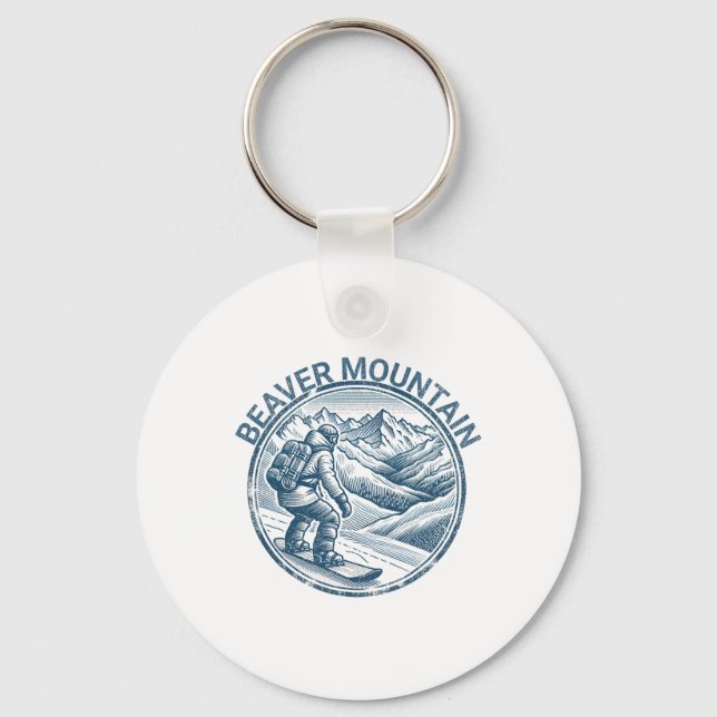 Beaver Mountain Utah Snowboarding Snowboarder  Key Ring (Front)