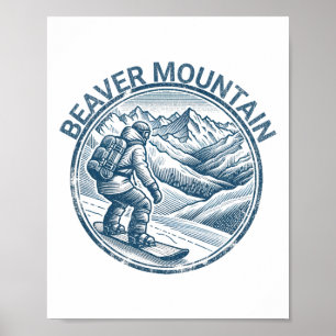 Beaver Mountain Utah Snowboarding Snowboarder Poster