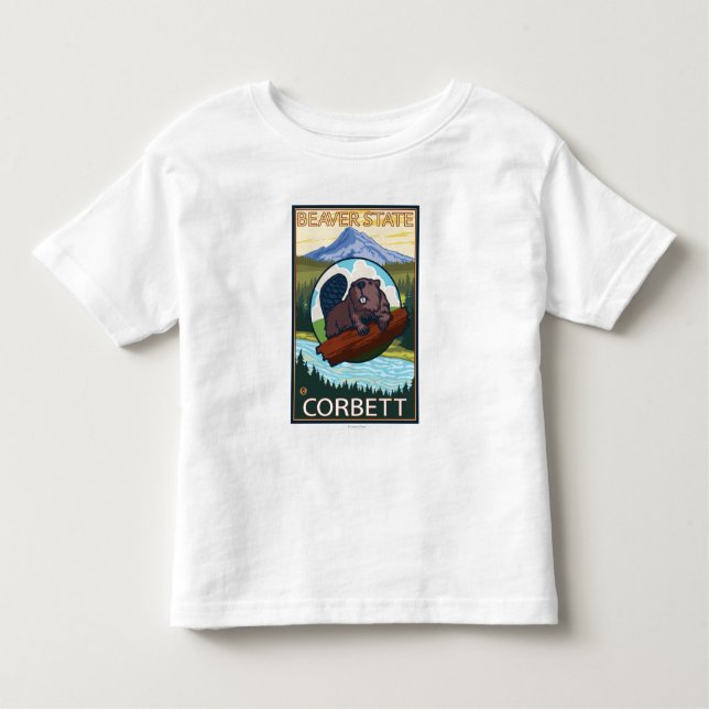 Beaver & Mt. Hood - Corbett, Oregon Toddler T-Shirt (Front)