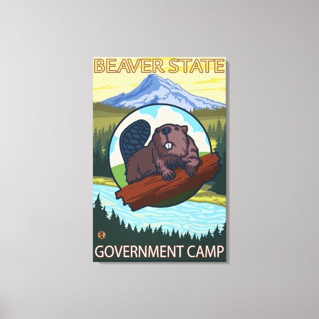 Beaver & Mt. Hood - Government Camp, Oregon Canvas Print (Front)