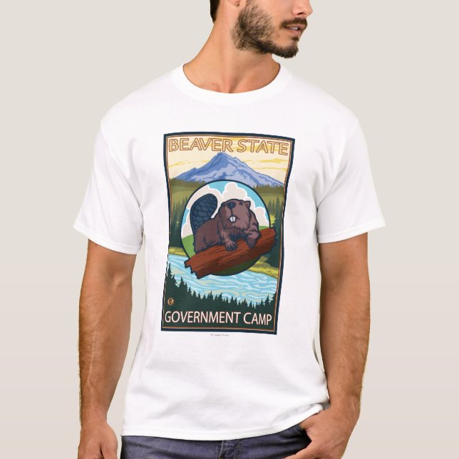 Beaver & Mt. Hood - Government Camp, Oregon T-Shirt (Front)