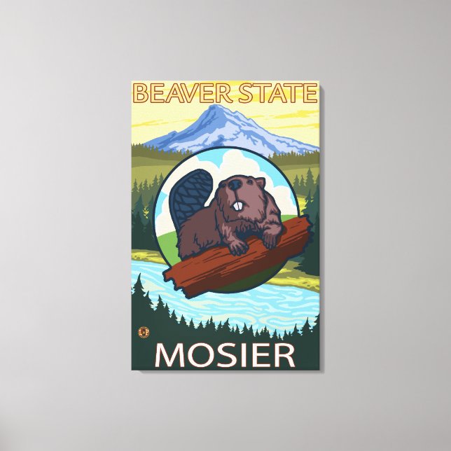 Beaver & Mt. Hood - Mosier, Oregon Canvas Print (Front)
