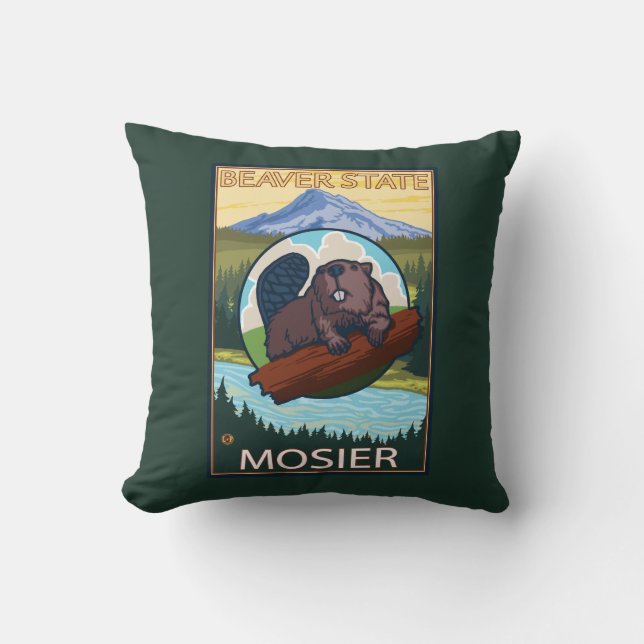 Beaver & Mt. Hood - Mosier, Oregon Cushion (Front)