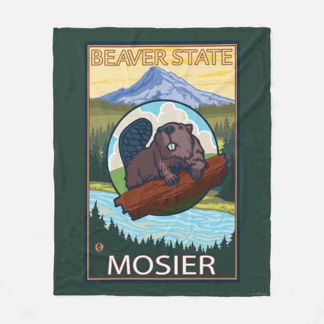 Beaver & Mt. Hood - Mosier, Oregon Fleece Blanket (Front)