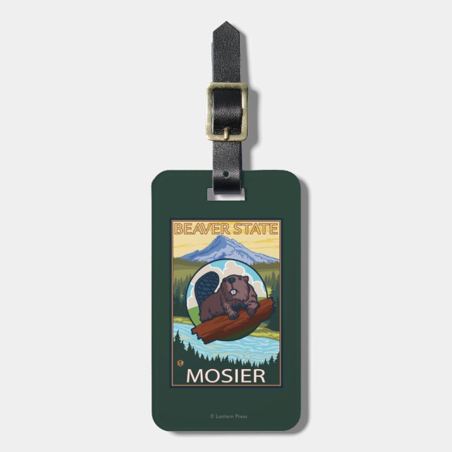 Beaver & Mt. Hood - Mosier, Oregon Luggage Tag (Front Vertical)