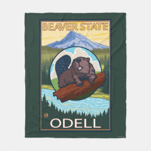 Beaver & Mt. Hood - Odell, Oregon Fleece Blanket