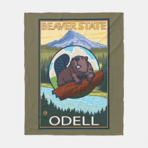 Beaver & Mt. Hood - Odell, Oregon Fleece Blanket