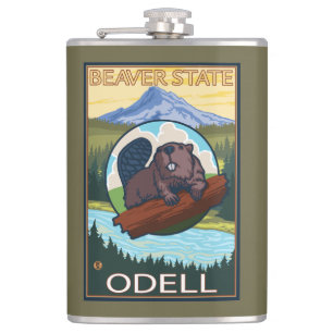 Beaver & Mt. Hood - Odell, Oregon Hip Flask