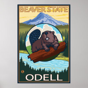 Beaver & Mt. Hood - Odell, Oregon Poster