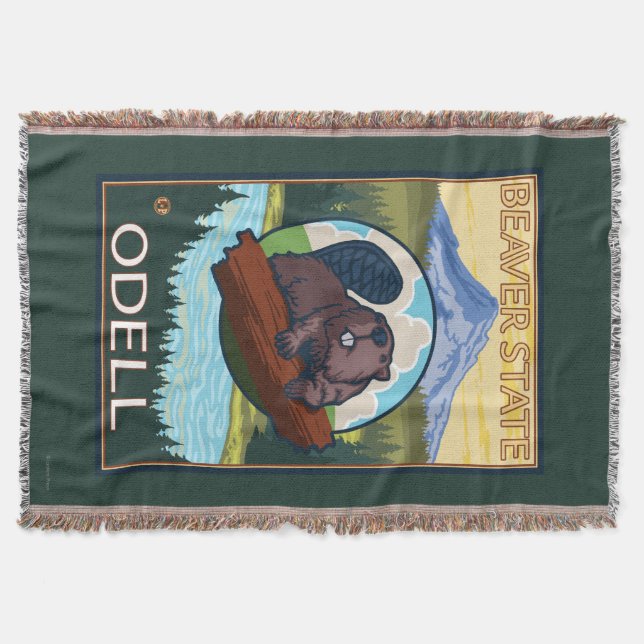 Beaver & Mt. Hood - Odell, Oregon Throw Blanket (Front)