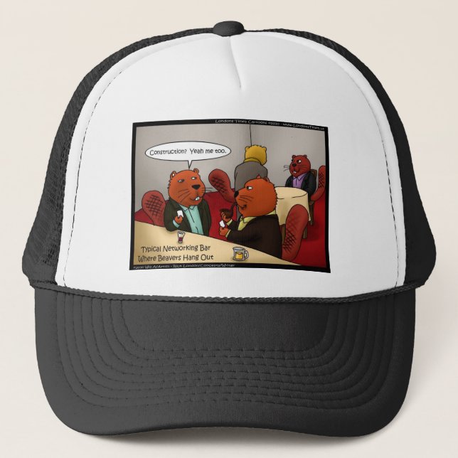 Beaver Networking Funny Gifts Tees & Cards Trucker Hat (Front)