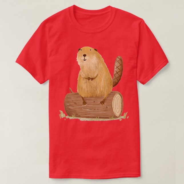 Beaver on a Log T-Shirt (Design Front)
