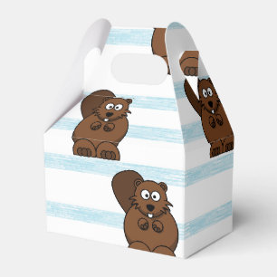 Beaver on blue stripes favour box