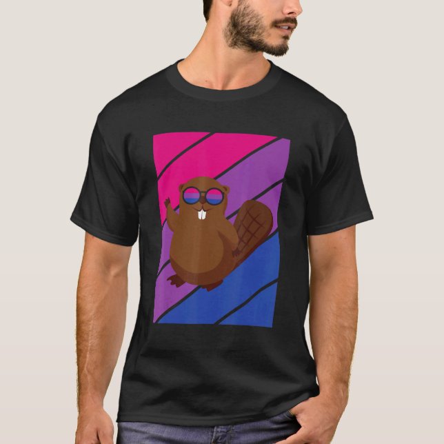 Beaver Pride Bisexual Flag LGBTQ Proud Ally Pride  T-Shirt (Front)