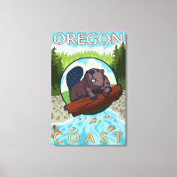 Beaver & RiverCoastVintage Travel Poster