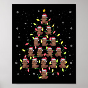 Beaver Santa Christmas Tree Lights Ugly Sweater St Poster