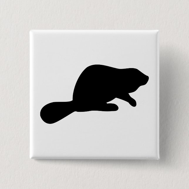 Beaver Silhouette 15 Cm Square Badge (Front)