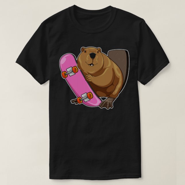 Beaver Skater Skateboard T-Shirt (Design Front)
