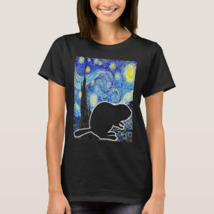 Beaver Starry Night Beaver Lover Van Gogh Beaver T-Shirt