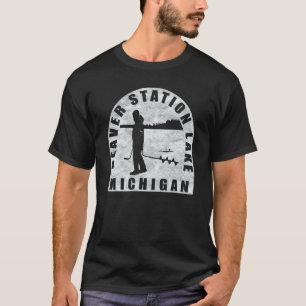Beaver Station Lake Ice Fishing Michigan T-Shirt