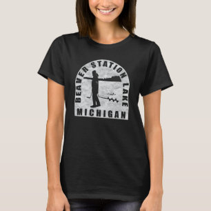 Beaver Station Lake Ice Fishing Michigan T-Shirt