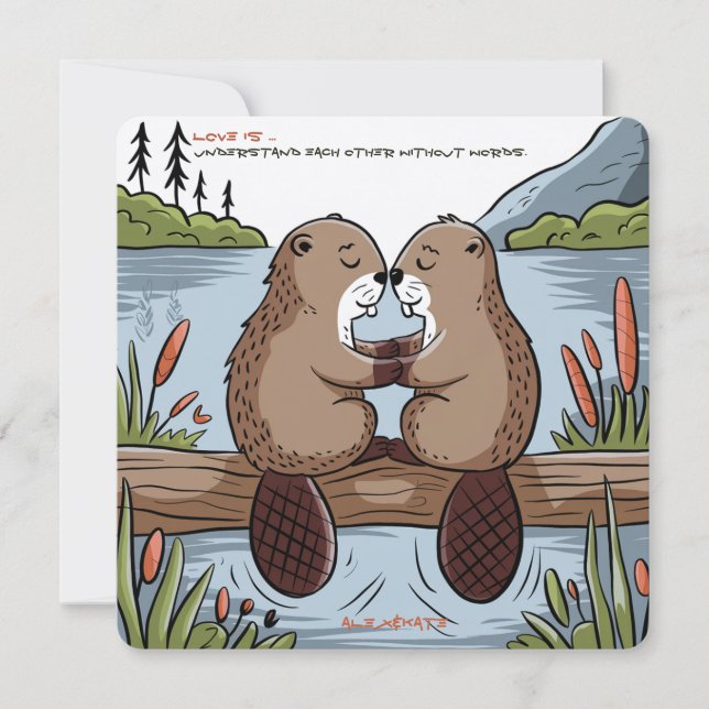 Beaver Valentine Holiday Card (Front)