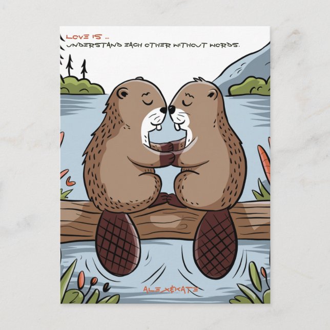 Beaver Valentine Postcard (Front)