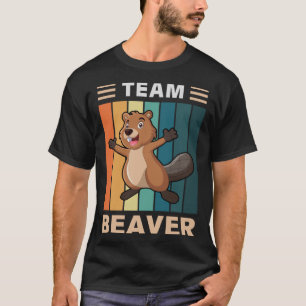 Beaver Vintage Retro Beaver Cute Rodents River Tea T-Shirt