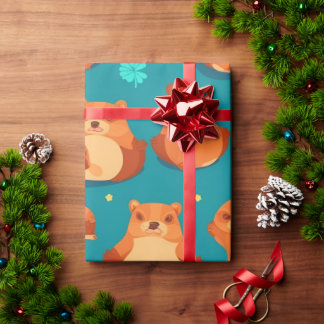 Beaver Watercolor Colourful Personalised Pattern Wrapping Paper
