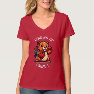 Beaver with a Maple Leaf and Elbows Up Canada Big T-Shirt
