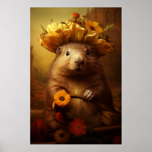 Beaver with followers on head  poster