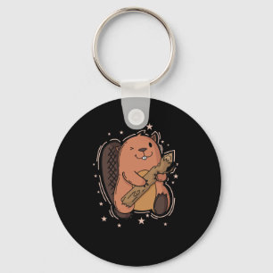 Beaver with its wood key ring