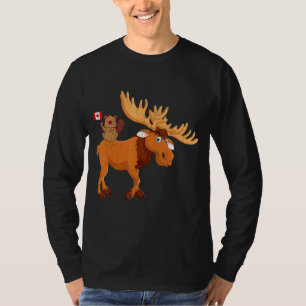 Beaver With Moose Maple Leaf Canadian Flag Canada  T-Shirt