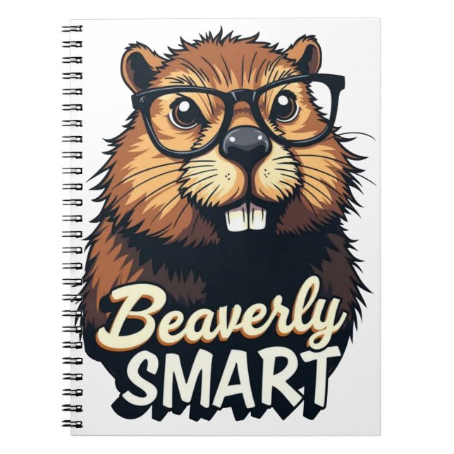 Beaverly Smart – Funny Beaver with Glasses Graphic Notebook (Front)