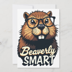 Beaverly Smart – Funny Beaver with Glasses Graphic Save The Date