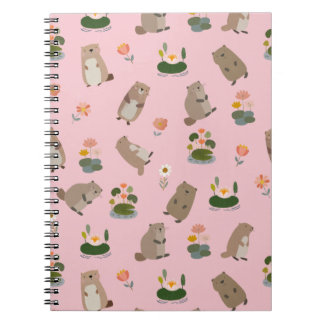 Beavers & Lily Pads on Light Pink Notebook