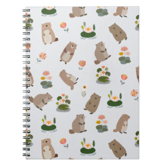 Beavers & Lily Pads on Off-White Notebook