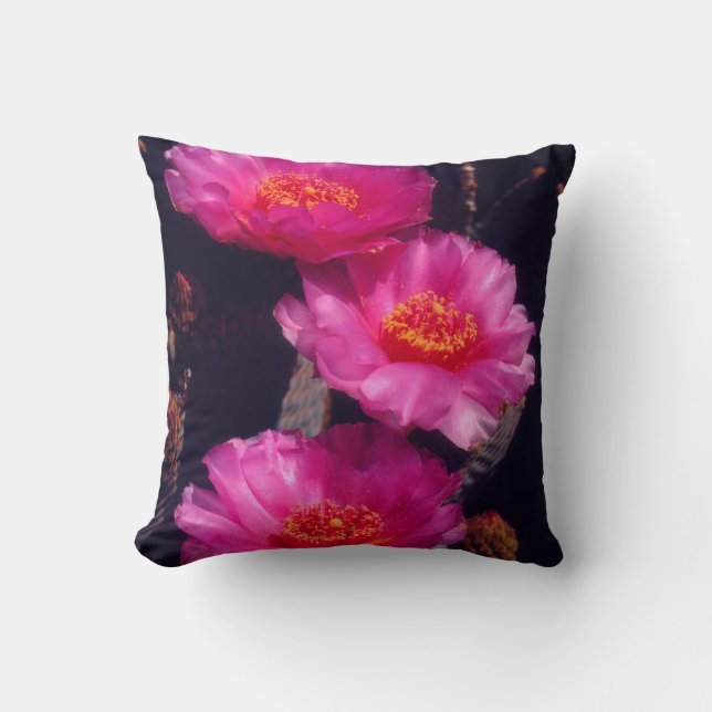 Beavertail Cactus Flowers 2 Cushion (Front)