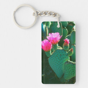 Beavertail Cactus Flowers Key Ring