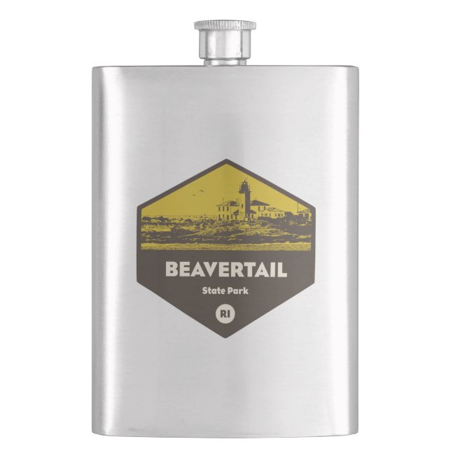 Beavertail State Park Rhode Island Hip Flask (Front)