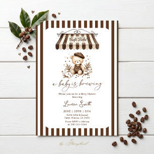 Bebe Cafe, A baby is brewing Baby Shower Invitation