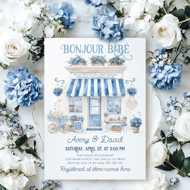 Bebe Cafe Bonjour Bebe Parisian theme Baby Shower Invitation (Creator Uploaded)