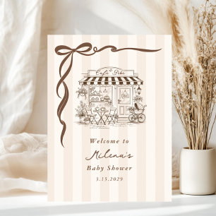 Bebe Cafe Gender neutral Bow Baby Shower Welcome Poster